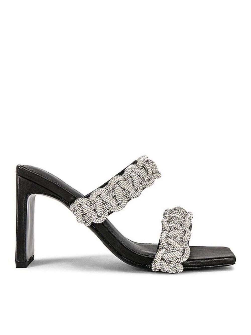 JONATHAN SIMKHAI Walker Crystal Rope Heeled Embellished Sandals in Black - NWT